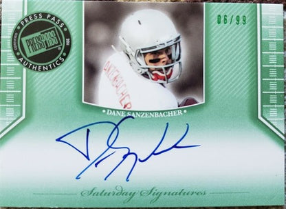 DANE SANZENBACHER 2011 Press Pass Legends Rookie AUTO Autograph Green #/99 Bears