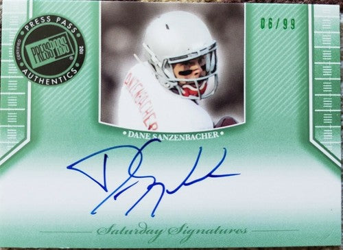 DANE SANZENBACHER 2011 Press Pass Legends Rookie AUTO Autograph Green #/99 Bears