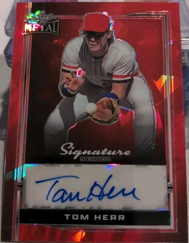 TOM HERR 2024 Leaf Metal Signature Series AUTO RED CRACKED ICE SP #1/1 Cardinals