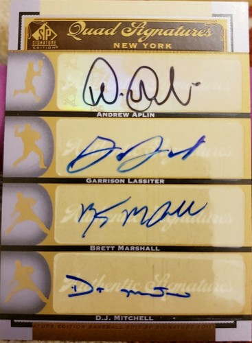 Brett MARSHALL D.J. MITCHELL APLIN LASSITER 2012 SP Signature QUAD AUTO Yankees