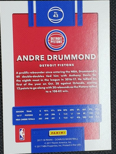 ANDRE DRUMMOND 2017-18 Panini Donruss GOLD Press Proof SP #06/10 Pistons 76ers