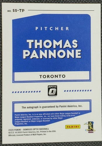 THOMAS PANNONE 2020 Donruss Optic Signature Series AUTO Blue Jays Angels Indians