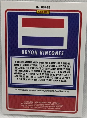 BRYON RINCONES 2023 Panini USA Stars Stripes Jersey BUTTON PATCH #/6 Netherlands