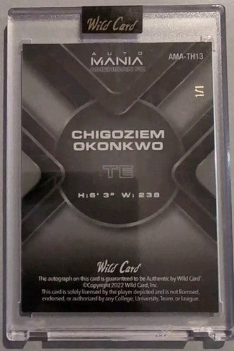 CHIGOZIEM OKONKWO 2022 Wild Card Mania American FB RC AUTO RUSHMORE #1/1 Titans