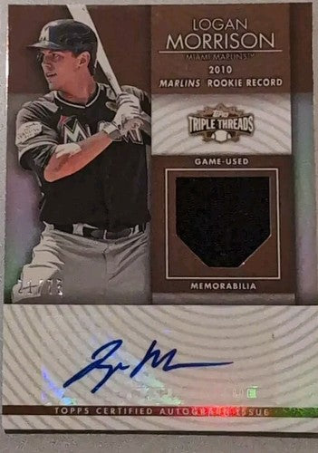 LOGAN MORRISON 2012 Triple Threads Unity DUAL AUTO JERSEY Relic SP #/75 Marlins