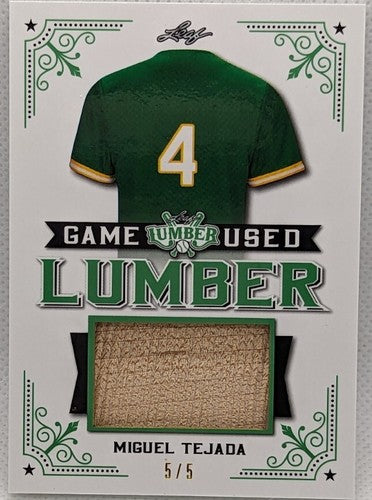 MIGUEL TEJADA 2021 Leaf Lumber JUMBO Game Used BAT Relic Patch #5/5 A's Orioles