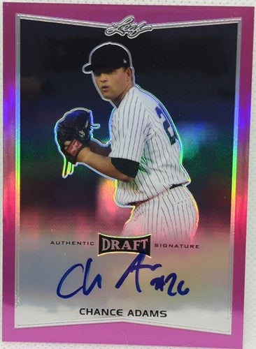 ð½ CHANCE ADAMS 2016 Leaf Metal Draft PINK Prospect RC AUTO #/15 Yankees Royals