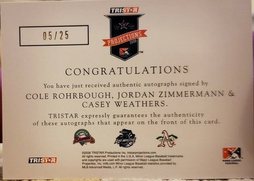Jordan ZIMMERMANN Casey WEATHERS ROHRBOUGH 2008 TRISTAR PROjections Triple AUTO