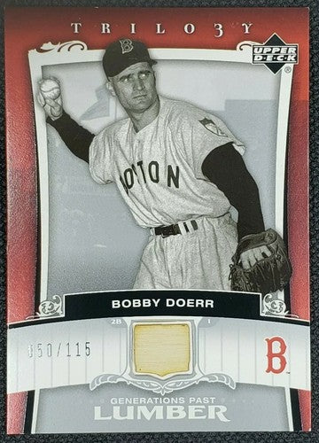 BOBBY DOERR 2005 Upper Deck Trilogy GAME USED BAT Lumber Relic SP #/115 Red Sox