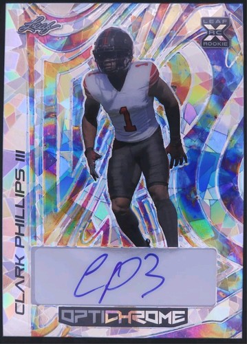 CLARK PHILLIPS III 2023 Leaf Optichrome RC AUTO RAINBOW CRYSTALS SP #1/1 Falcons