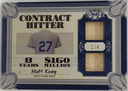 MATT KEMP 2022 Leaf Lumber Contract Hitter DUAL Game Used BAT BLUE SP /4 Dodgers