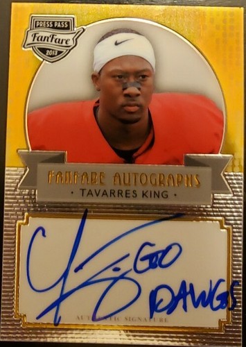 TAVARRES KING 2013 Press Pass FanFare RC AUTO SSP GO DAWGS INSCRIPTION Georgia