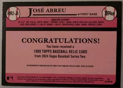 JOSE ABREU 2024 Topps Series 2 1989 35th Anniversary Relic Game-Used JERSEY SP