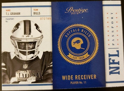 T.J. GRAHAM 2012 Panini Prestige Passport The National SP #1/5 EBAY 1/1 Bills TJ
