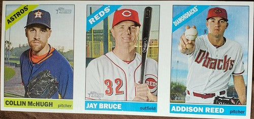 Jay BRUCE REED Colin McHugh 2015 Topps Heritage Triple Ad Panel Box Topper Reds