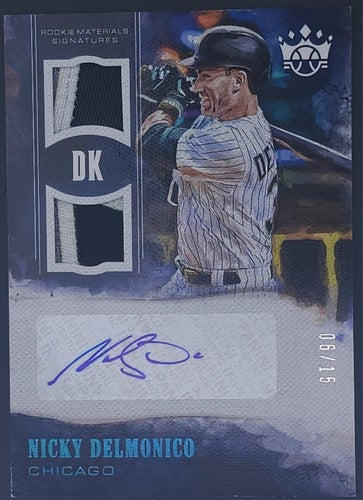 NICKY DELMONICO 2018 Panini Diamond Kings AUTO DUAL Jersey PATCH #6/15 White Sox