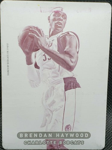 BRENDAN HAYWOOD 2012-13 Panini Totally Certified PRINTING PLATE #1/1 Bobcats of