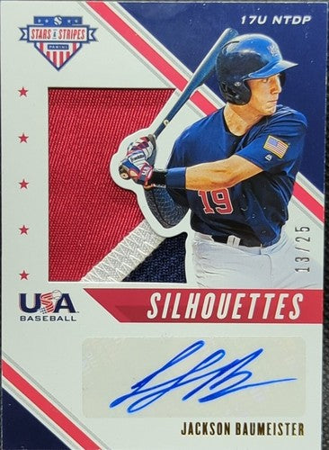 JACKSON BAUMEISTER 2020 Panini USA Stars Stripes DUAL AUTO JUMBO PATCH Gold #/25