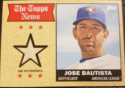 JOSE BAUTISTA 2014 Archives 1968 The Topps News Game Used Bat Relic Blue Jays SP