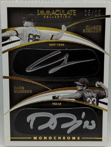 Dane DUNNING Clarke SCHMIDT 2021 Panini Immaculate DUAL Eye Black AUTO SP #25/25