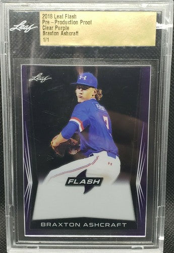BRAXTON ASHCRAFT 2018 Leaf Flash RC Purple PRE-PRODUCTION PROOF SP #1/1 Pirates