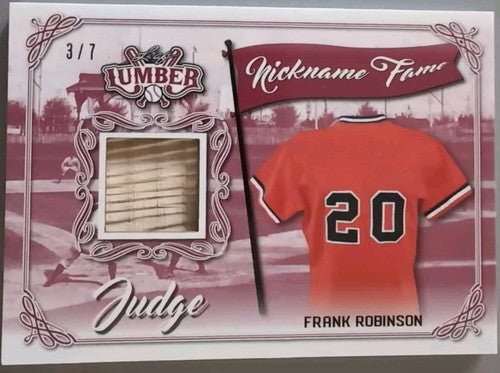 FRANK ROBINSON 2021 Leaf Lumber Judge Game Used BAT PATCH Relic #/7 Orioles Reds