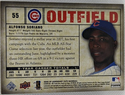 ALFONSO SORIANO 2008 Upper Deck SP Legendary Cuts Memorable Moments #1/1 One of