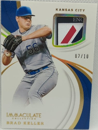 BRAD KELLER 2019 Panini Immaculate Jersey LAUNDRY TAG MAJESTIC LOGO PATCH #02/10