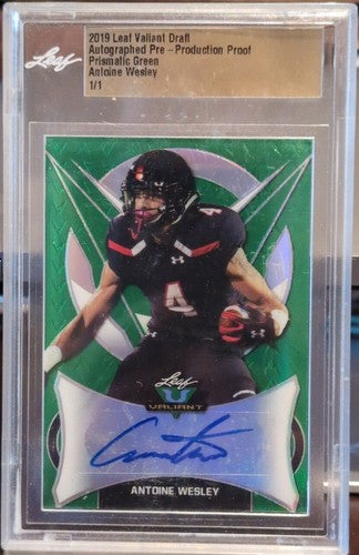 ANTOINE WESLEY 2019 Leaf Valiant Pre-Production Proof AUTO #1/1 Ravens Cardinals