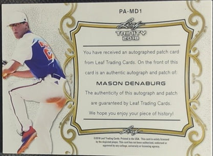 MASON DENABURG 2018 Leaf Trinity DUAL AUTO Jersey TAG LOGO PATCH #/25 Nationals