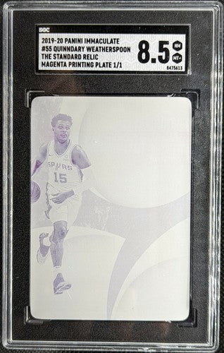 QUINNDARY WEATHERSPOON 2019-20 Immaculate PRINTING PLATE #1/1 SGC Graded Spurs