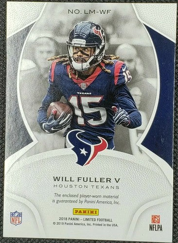 WILL FULLER V 2018 Panini Limited Limitless Jersey PATCH Gold SP #09/50 Texans