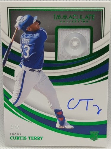 CURTIS TERRY 2022 Panini Immaculate DUAL AUTO Jersey BUTTON PATCH SP #/5 Rangers