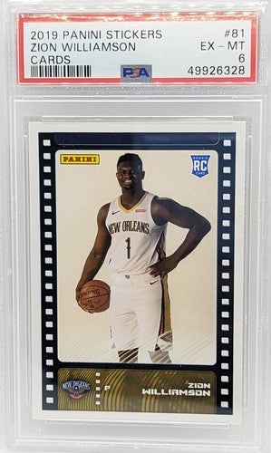 ZION WILLIAMSON 2019-20 Panini Stickers Cards RC Rookie PSA Graded 6 EX-MT #81