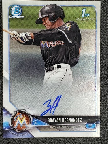 BRAYAN HERNANDEZ 2018 Topps Bowman Chrome Prospect 1st Rookie RC AUTO Marlins SP