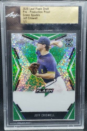 JEFF CRISWELL 2020 Leaft Flash Draft XRC RC Green PRE-PRODUCTION PROOF SP 1/1 As