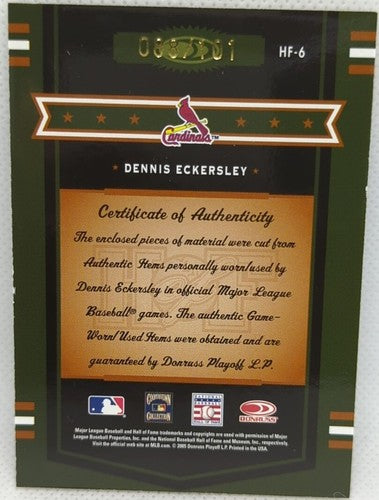 DENNIS ECKERSLEY 2005 Prime Patches QUAD Game Used Jersey SP #/101 Cardinals A's