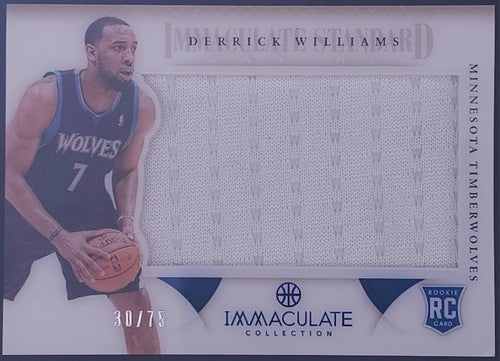 DERRICK WILLIAMS 2012-13 Panini Immaculate Standard RC JUMBO JERSEY #/75 Wolves