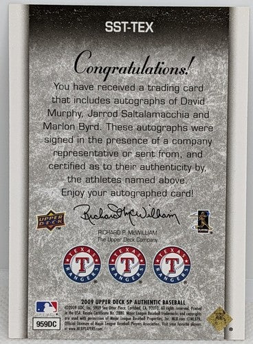 Marlon BYRD David MURPHY Jarrod SALTALAMACCHIA 2009 SP Authentic TRIPLE AUTO /10