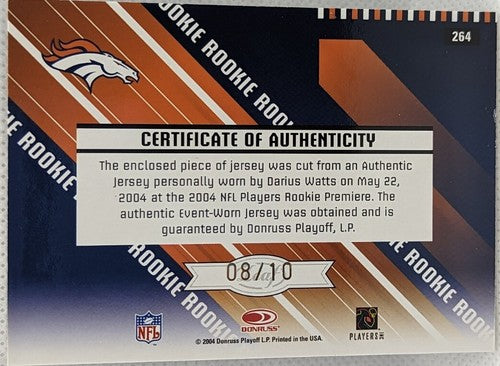 DARIUS WATTS 2004 Leaf Rookies & Stars Longevity Jersey PATCH Black #/10 Broncos