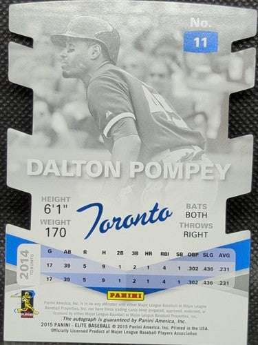 DALTON POMPEY 2015 Panini Elite Die-Cut RC AUTO Black Status SP 1/1 Blue Jays of