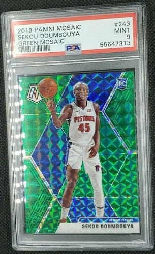 SEKOU DOUMBOUYA 2019 Panini Mosaic GREEN PRIZM SP RC Rookie PSA 9 MINT Pistons