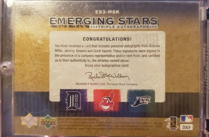 Andrew MILLER Scott KAZMIR Jeremy SOWERS 2007 UD Premier TRIPLE RC AUTO SP #/50