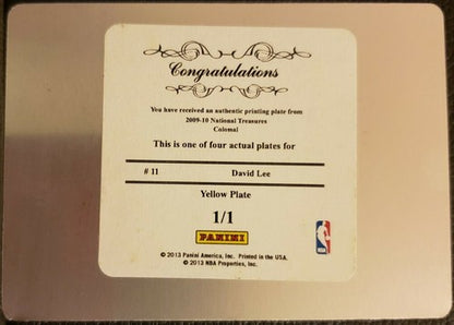 DAVID LEE 2009-10 Playoff National Treasures Colossal PRINTING PLATE #1/1 Knicks