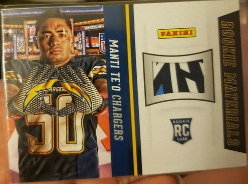 MANTI TE'O 2013 Panini National Convention Materials Chargers Logo Glove PATCH