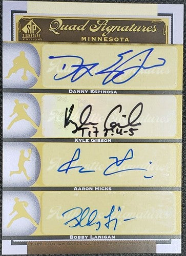 Kyle GIBSON Aaron HICKS Danny ESPINOSA LANIGAN 2012 SP Signature Quad AUTO Twins