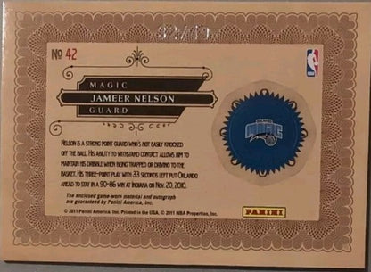 JAMEER NELSON 2010-11 Panini Gold Standard Nuggets DUAL AUTO Jersey SP /49 Magic