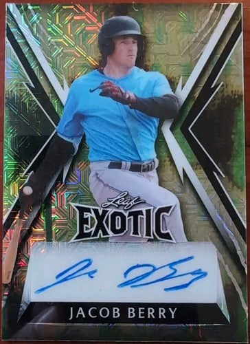 JACOB BERRY 2023 Leaf Exotic RC AUTO ALLIGATOR MOJO PRIZM SP #2/5 Miami Marlins