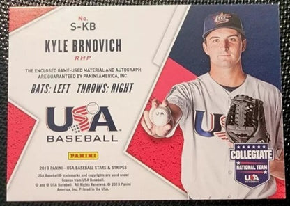 KYLE BRNOVICH 2019 Panini USA Stars & Stripes DUAL AUTO Jersey BUTTON PATCH #5/6