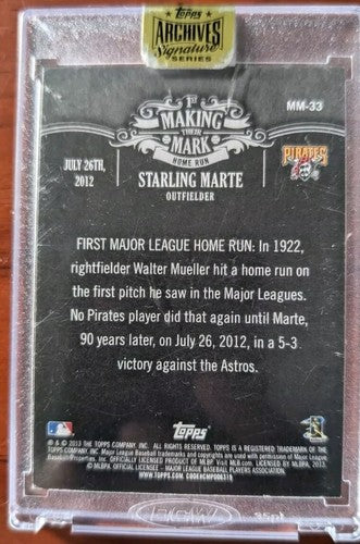STARLING MARTE 2017 Topps Archives Signature 2013 Update AUTO #/23 Pirates Mets